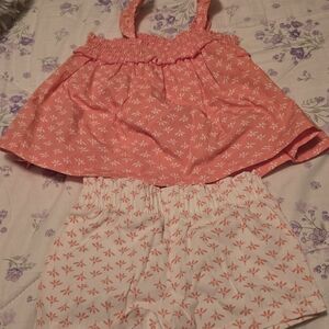 Carter's Coral Floral Top and Shorts Set